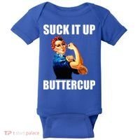Motivational Suck It Up Buttercup Rosie Riveter Baby Bodysuit thumb 0