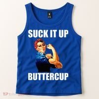 Motivational Suck It Up Buttercup Rosie Riveter Tank Top thumb 2