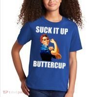 Motivational Suck It Up Buttercup Rosie Riveter Kids T-Shirt thumb 2