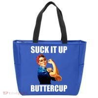 Motivational Suck It Up Buttercup Rosie Riveter Tote Bag thumb 0