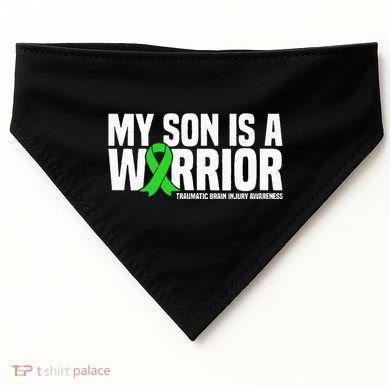 My Son Is A Warrior Traumatic Brain Injury Awareness USA-Made Doggie Bandana