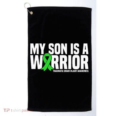 My Son Is A Warrior Traumatic Brain Injury Awareness Golf Towel