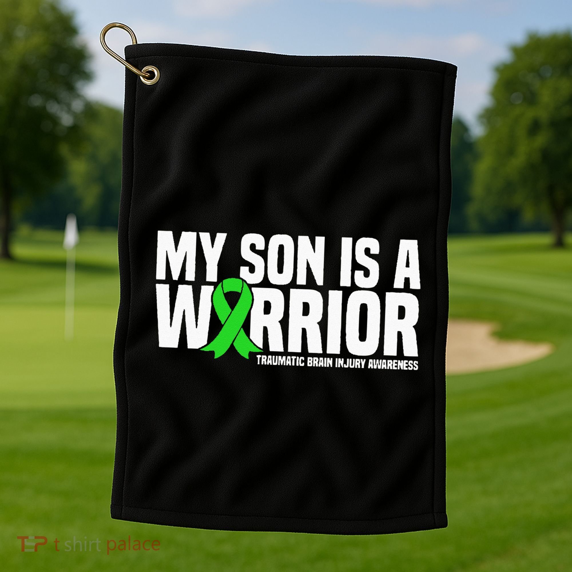 My Son Is A Warrior Traumatic Brain Injury Awareness Golf Towel