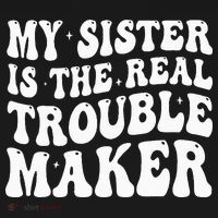 My Sister Is The Real Trouble Maker Funny Groovy Doggie Tank thumb 4