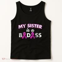 My Sister is a Badass Breast Cancer Shirt Tank Top thumb 2