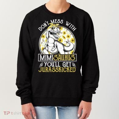 Mimi Saurus Jurasskicked Sunflower Grandma T Rex Gift Women's Sweatshirt