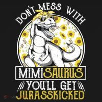 Mimi Saurus Jurasskicked Sunflower Grandma T Rex Gift USA-Made Doggie Bandana thumb 2
