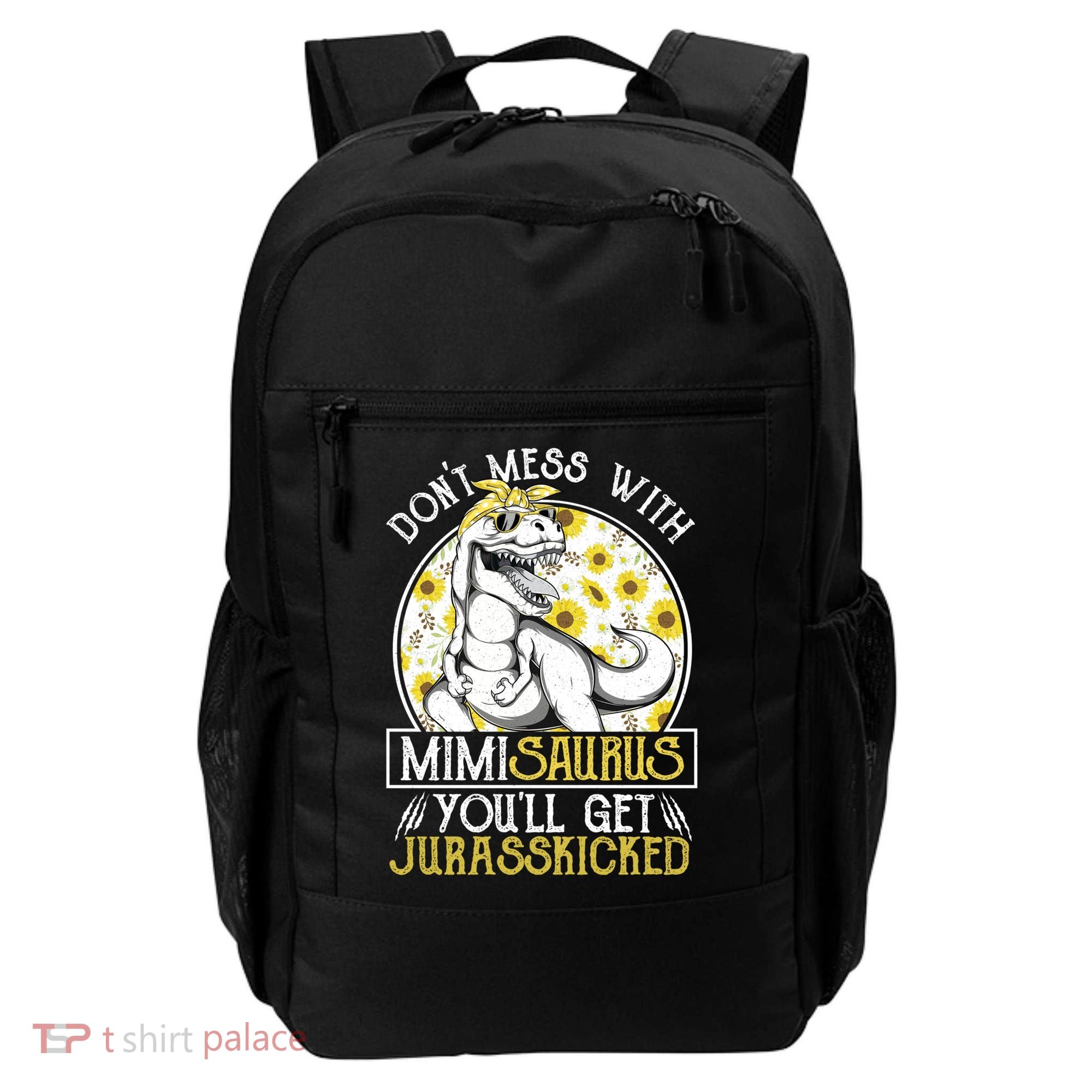 Mimi Saurus Jurasskicked Sunflower Grandma T Rex Gift Backpack