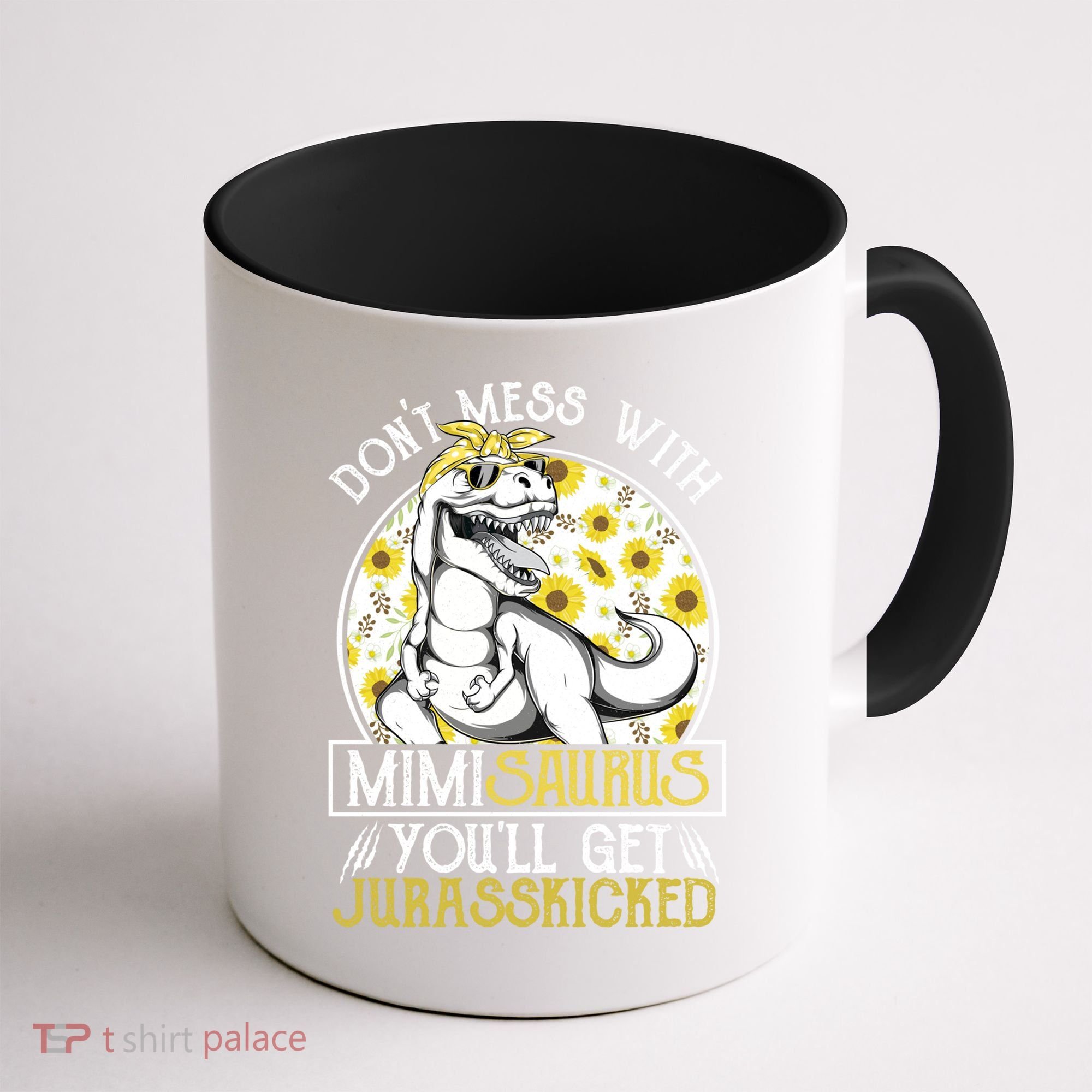 Mimi Saurus Jurasskicked Sunflower Grandma T Rex Gift Coffee Mug