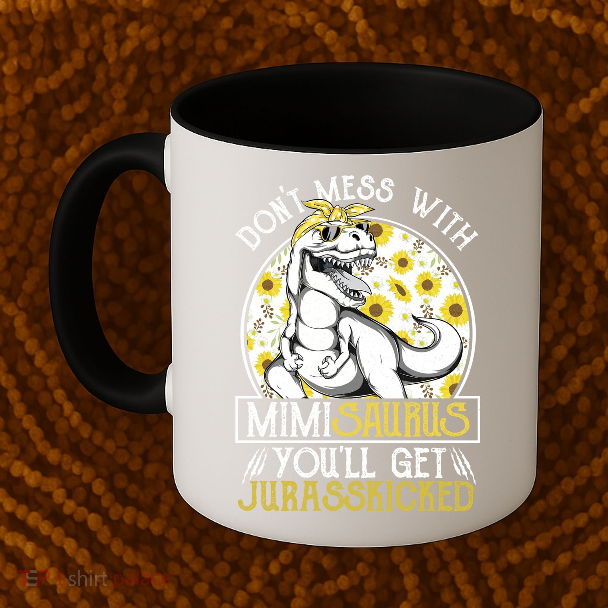 Mimi Saurus Jurasskicked Sunflower Grandma T Rex Gift Coffee Mug