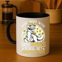 Mimi Saurus Jurasskicked Sunflower Grandma T Rex Gift Coffee Mug thumb 4