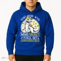 Mimi Saurus Jurasskicked Sunflower Grandma T Rex Gift Hoodie thumb 2