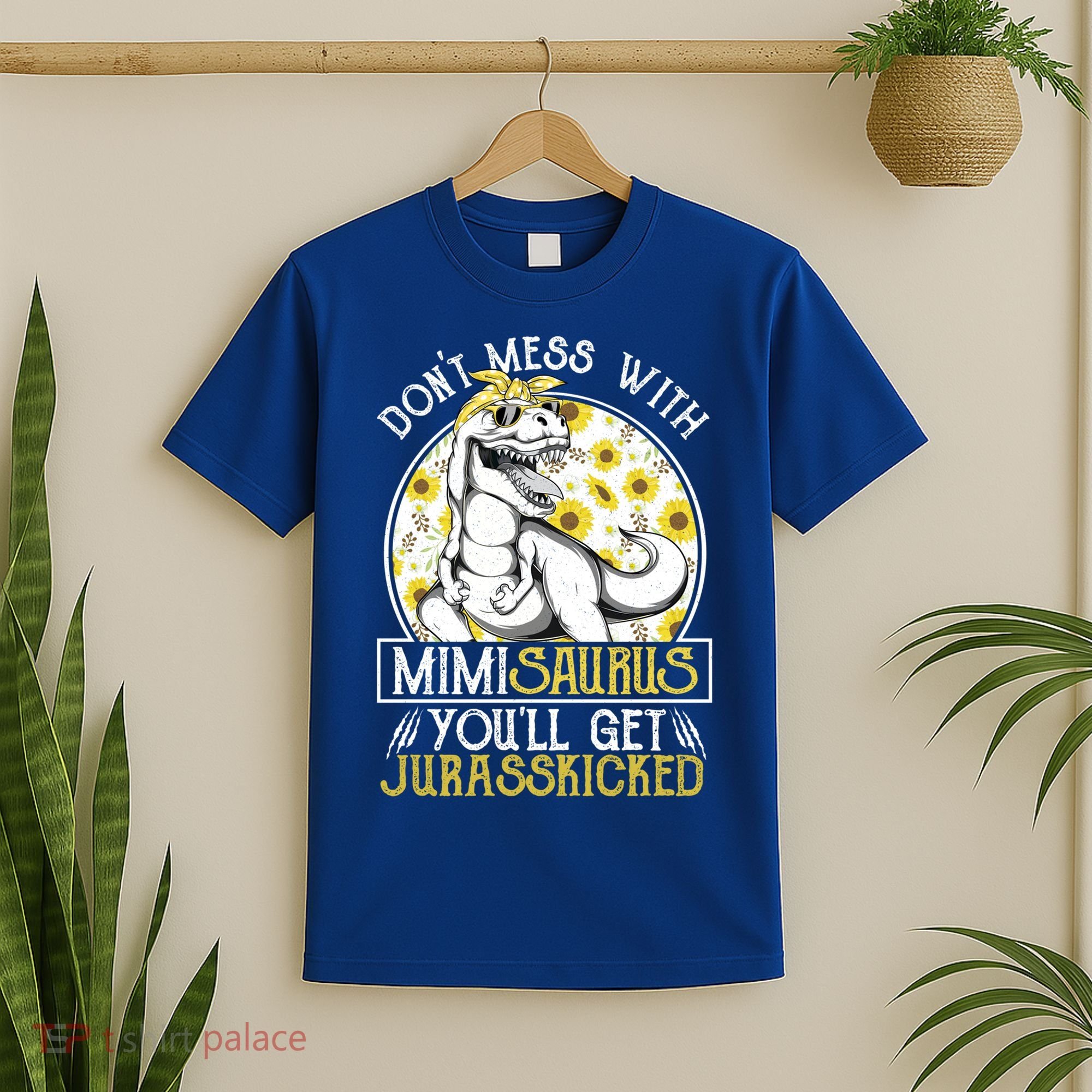 Mimi Saurus Jurasskicked Sunflower Grandma T Rex Gift T-Shirt