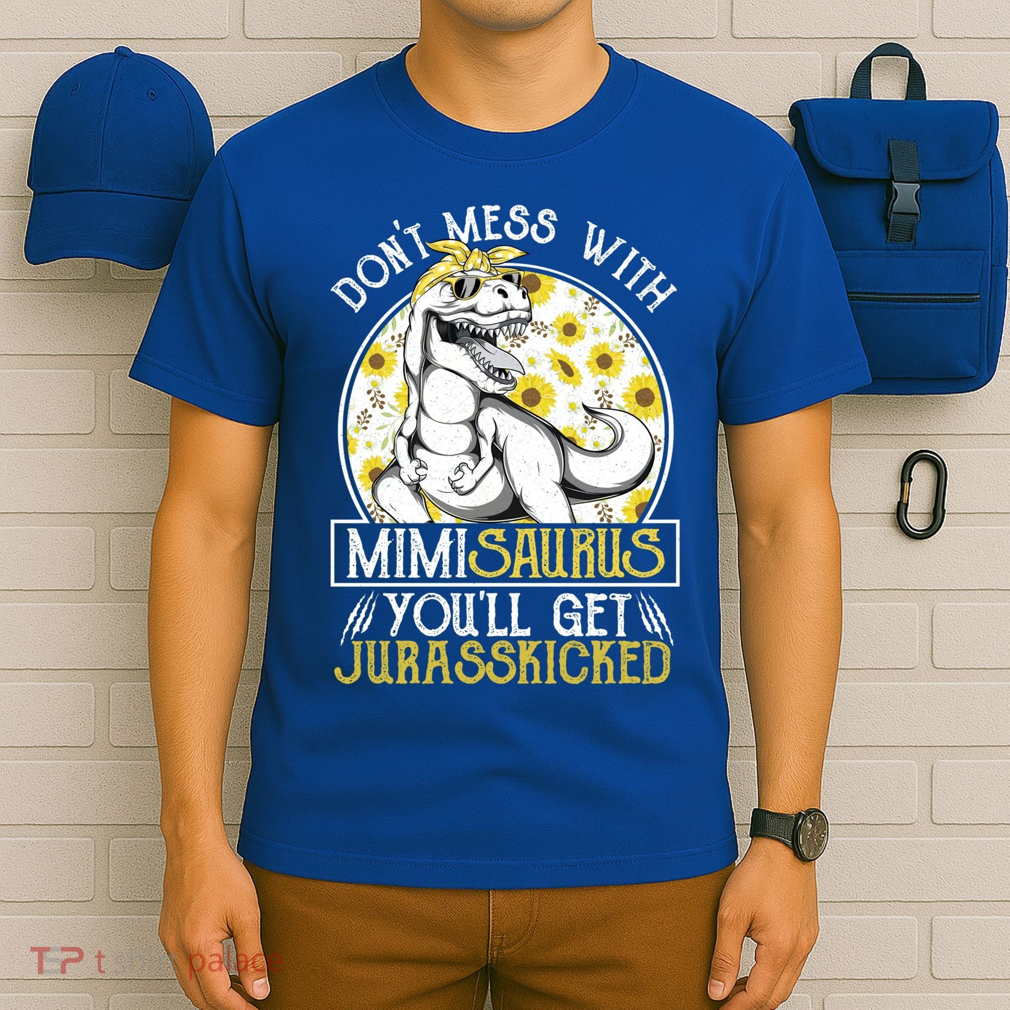 Mimi Saurus Jurasskicked Sunflower Grandma T Rex Gift T-Shirt