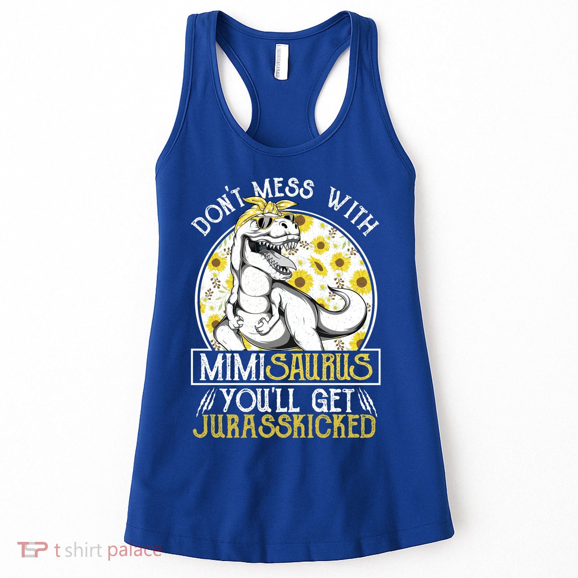 Mimi Saurus Jurasskicked Sunflower Grandma T Rex Gift Women's Tank Top