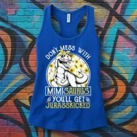 Mimi Saurus Jurasskicked Sunflower Grandma T Rex Gift Women's Tank Top thumb 3