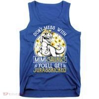 Mimi Saurus Jurasskicked Sunflower Grandma T Rex Gift Tank Top thumb 0