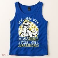 Mimi Saurus Jurasskicked Sunflower Grandma T Rex Gift Tank Top thumb 2