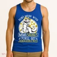 Mimi Saurus Jurasskicked Sunflower Grandma T Rex Gift Tank Top thumb 3
