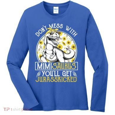 Mimi Saurus Jurasskicked Sunflower Grandma T Rex Gift Women's Long Sleeve Shirt