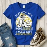 Mimi Saurus Jurasskicked Sunflower Grandma T Rex Gift Women's T-Shirt thumb 3