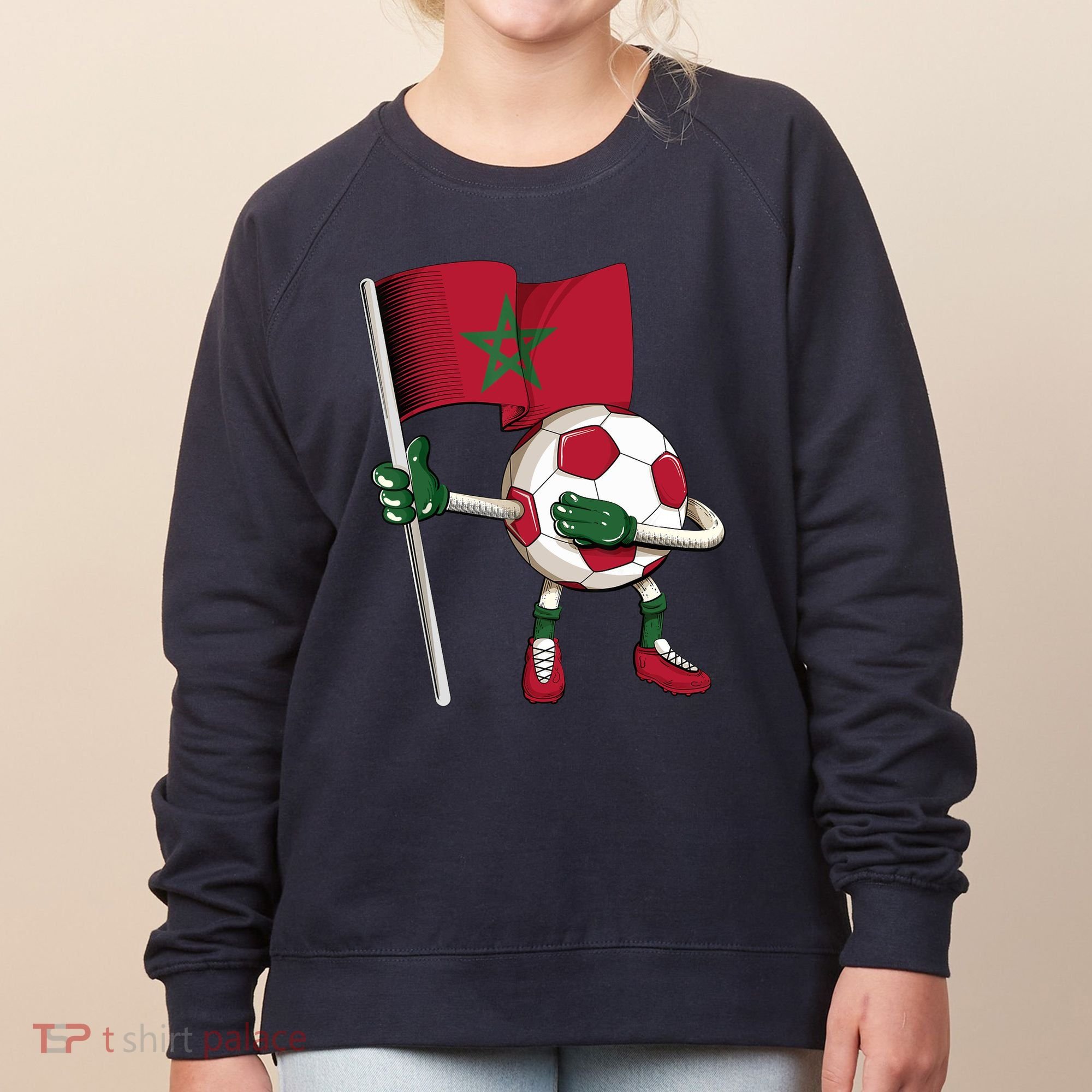 Morocco Soccer Jersey Moroccan Flag Football Dab Funny Women's Sweatshirt