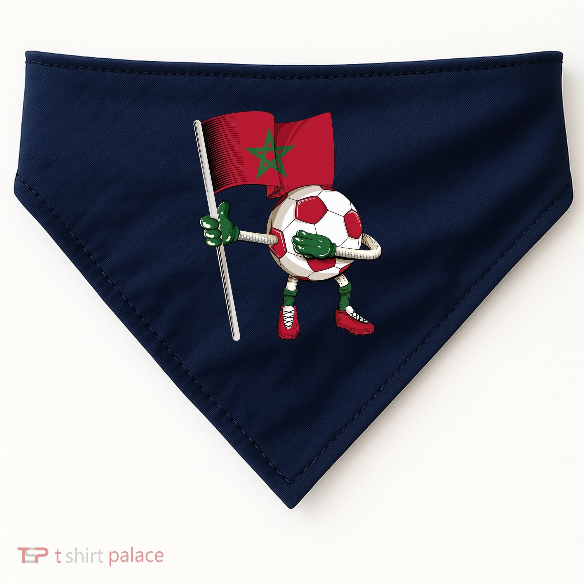 Morocco Soccer Jersey Moroccan Flag Football Dab Funny USA-Made Doggie Bandana