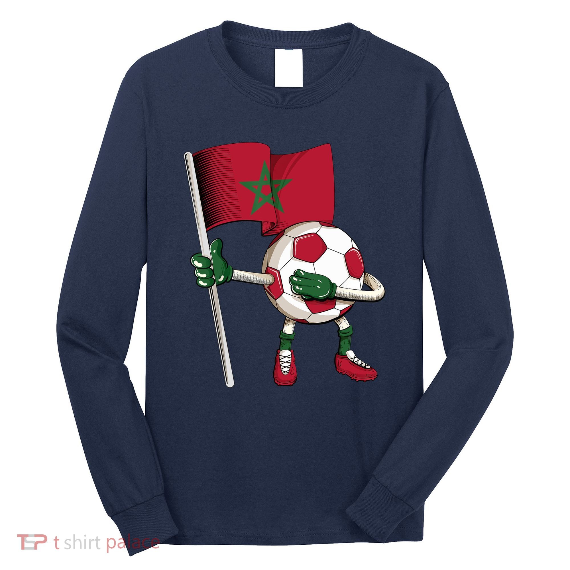 Morocco Soccer Jersey Moroccan Flag Football Dab Funny Long Sleeve Shirt