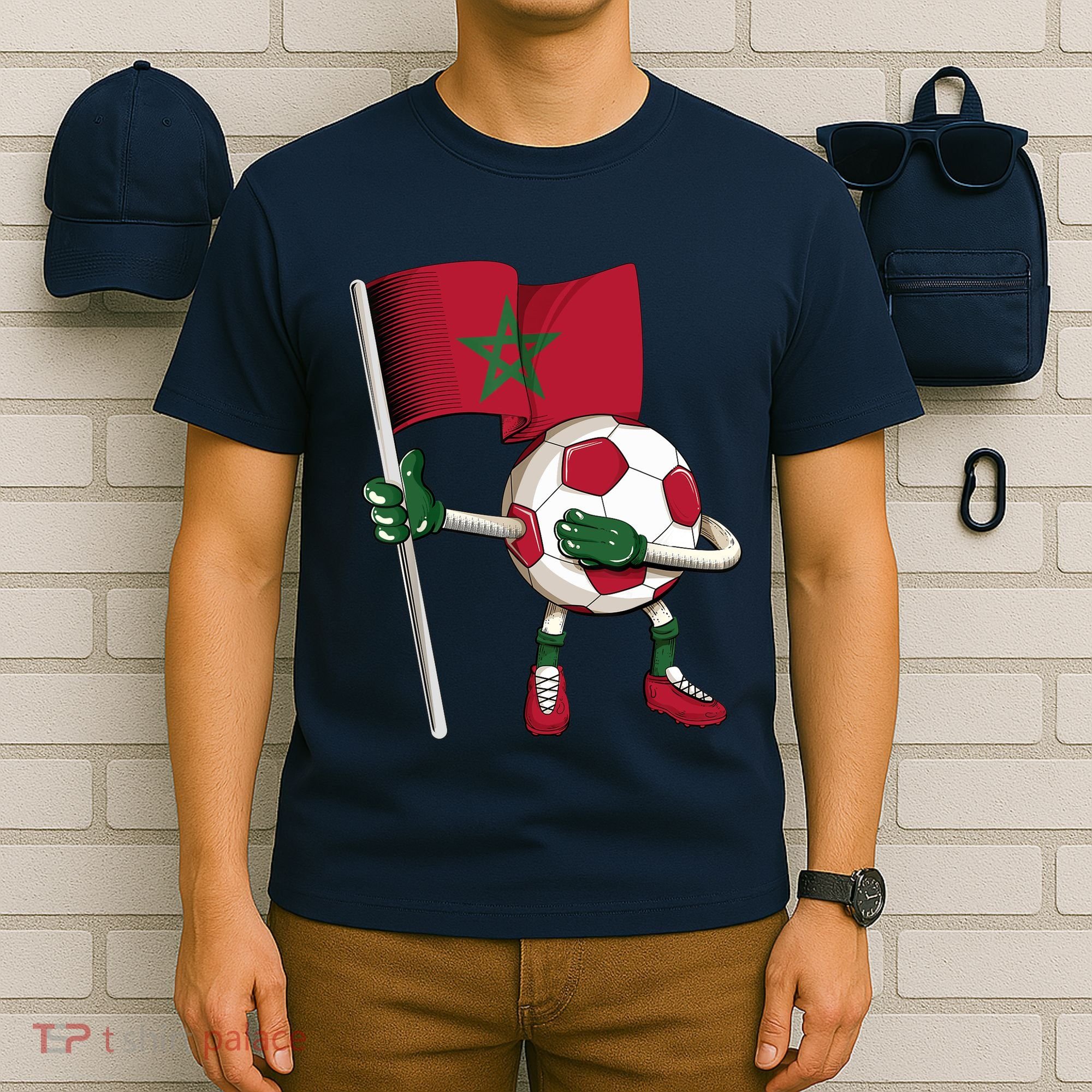 Morocco Soccer Jersey Moroccan Flag Football Dab Funny T-Shirt