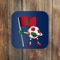 Morocco Soccer Jersey Moroccan Flag Football Dab Funny Coaster thumb 0