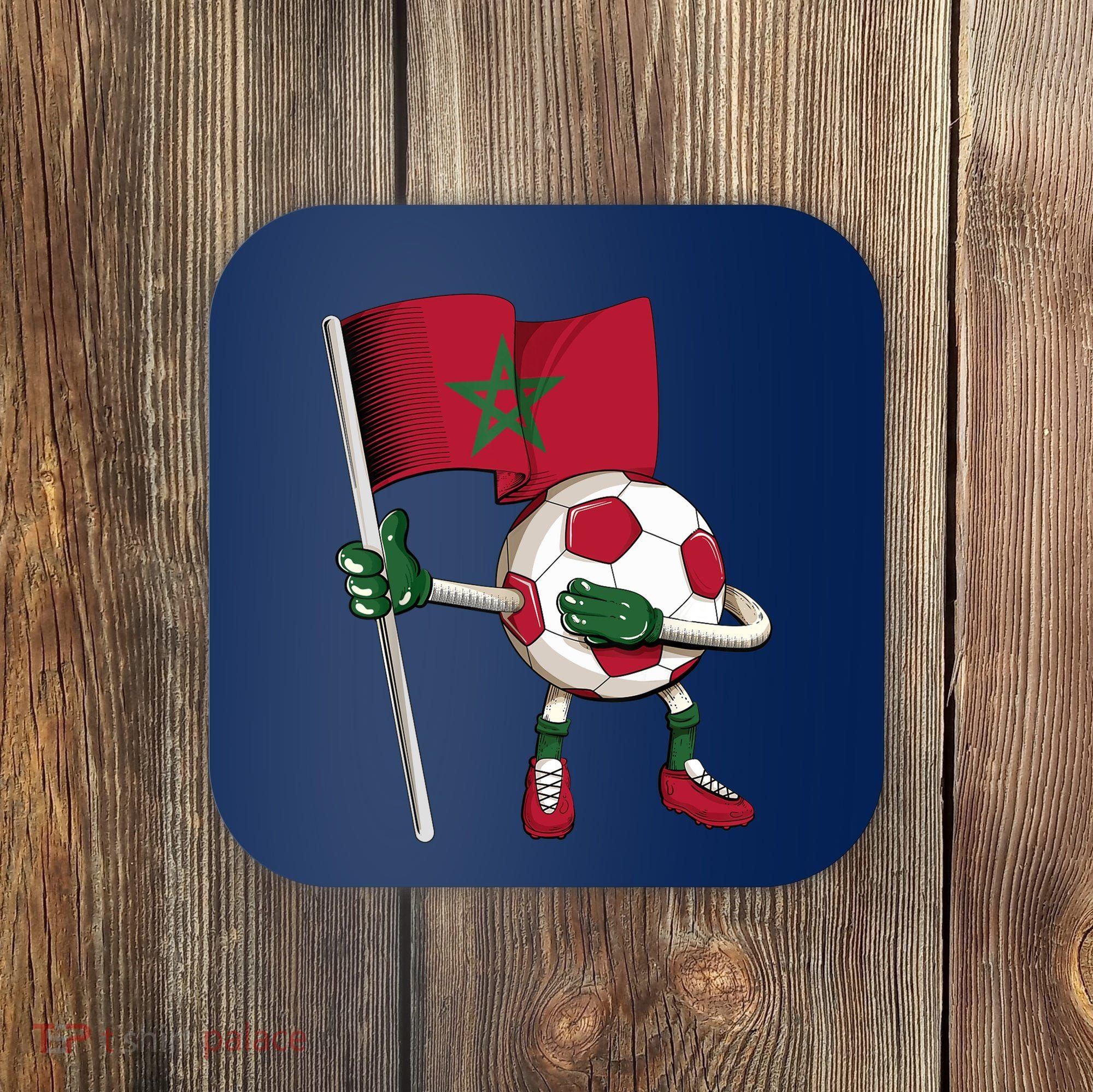Morocco Soccer Jersey Moroccan Flag Football Dab Funny Coaster