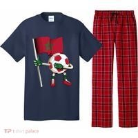 Morocco Soccer Jersey Moroccan Flag Football Dab Funny Pajama Set thumb 0