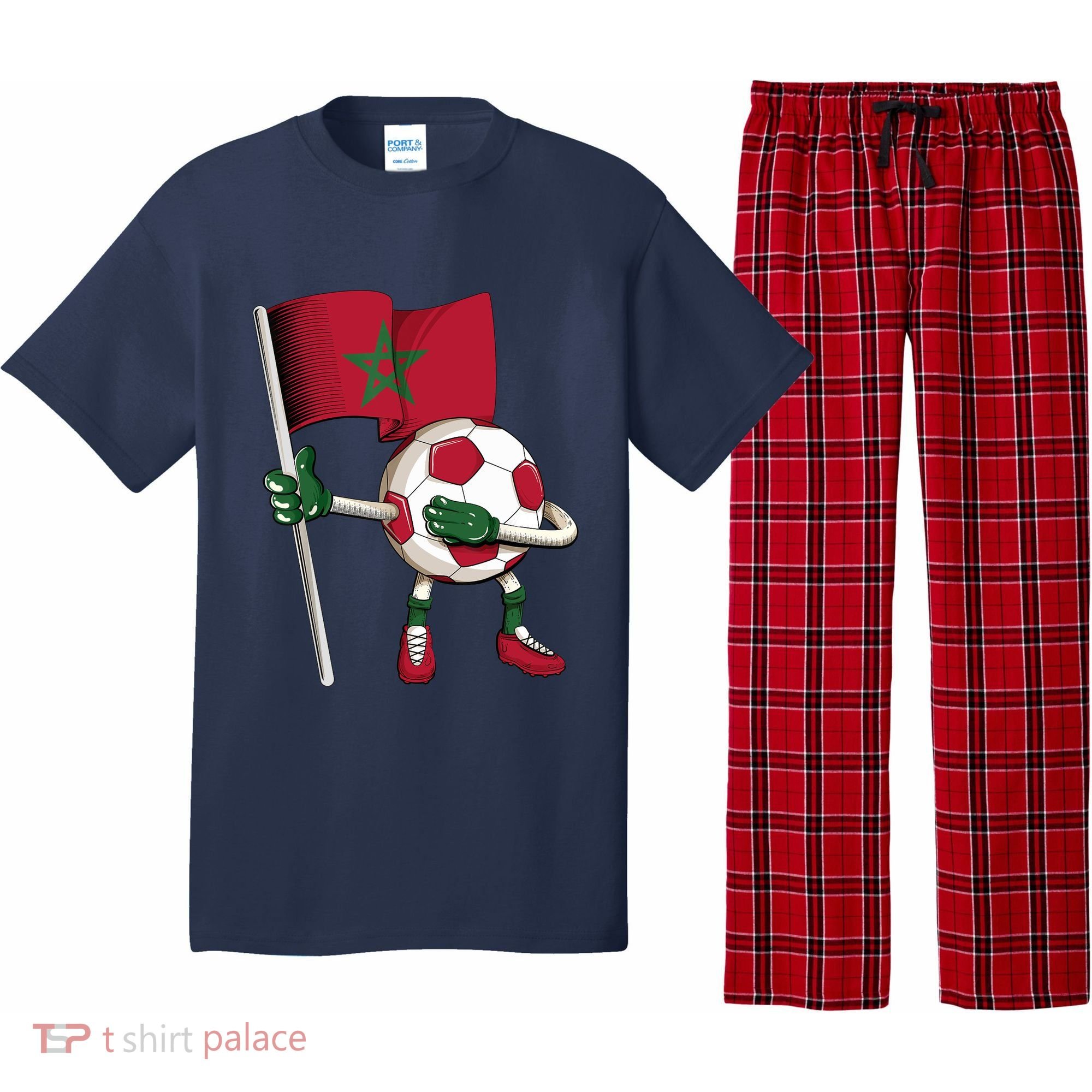 Morocco Soccer Jersey Moroccan Flag Football Dab Funny Pajama Set