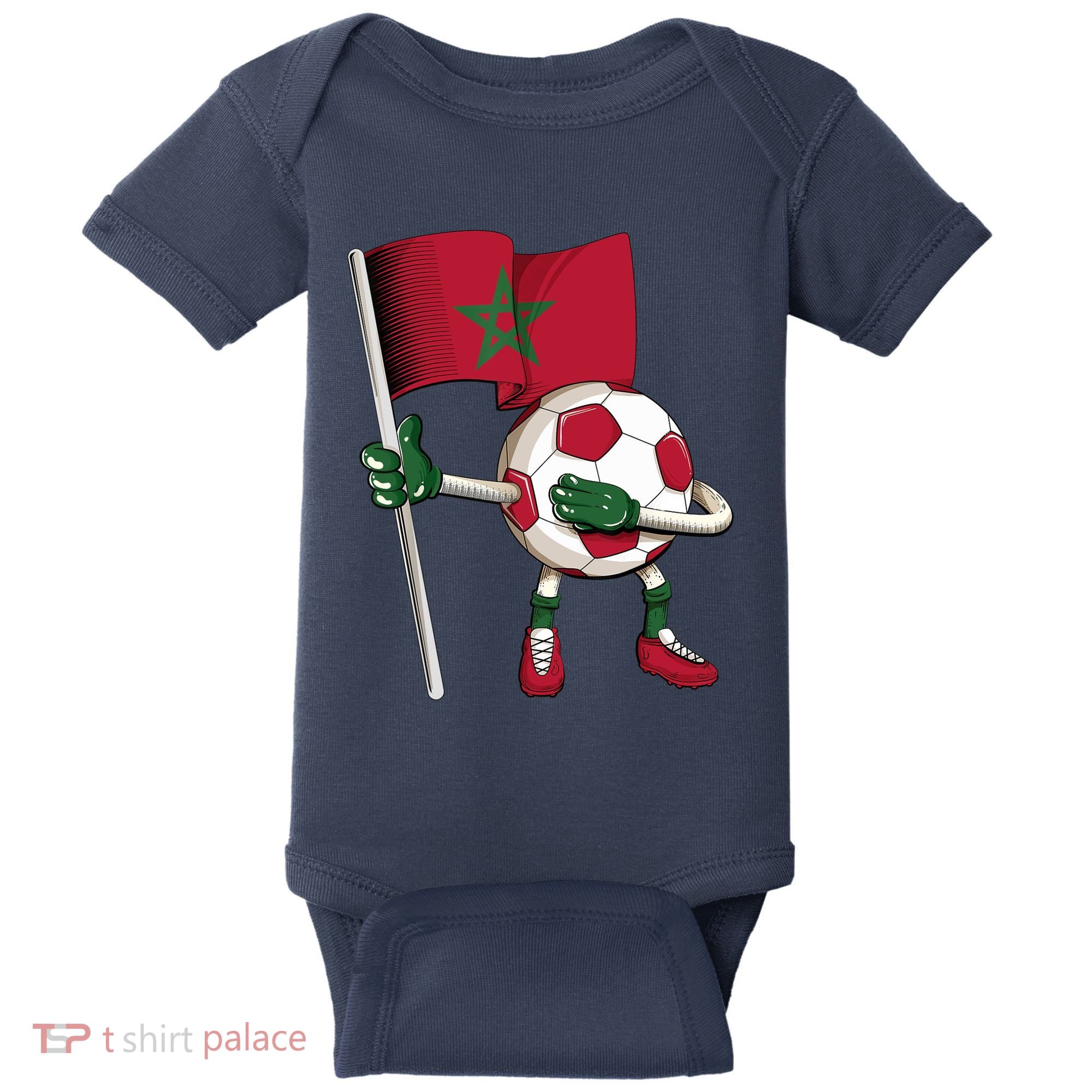 Morocco Soccer Jersey Moroccan Flag Football Dab Funny Baby Bodysuit