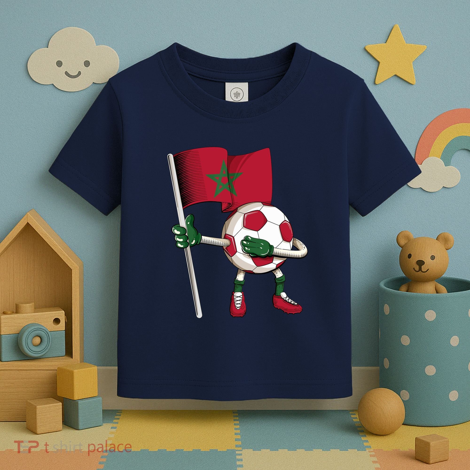 Morocco Soccer Jersey Moroccan Flag Football Dab Funny Toddler T-Shirt