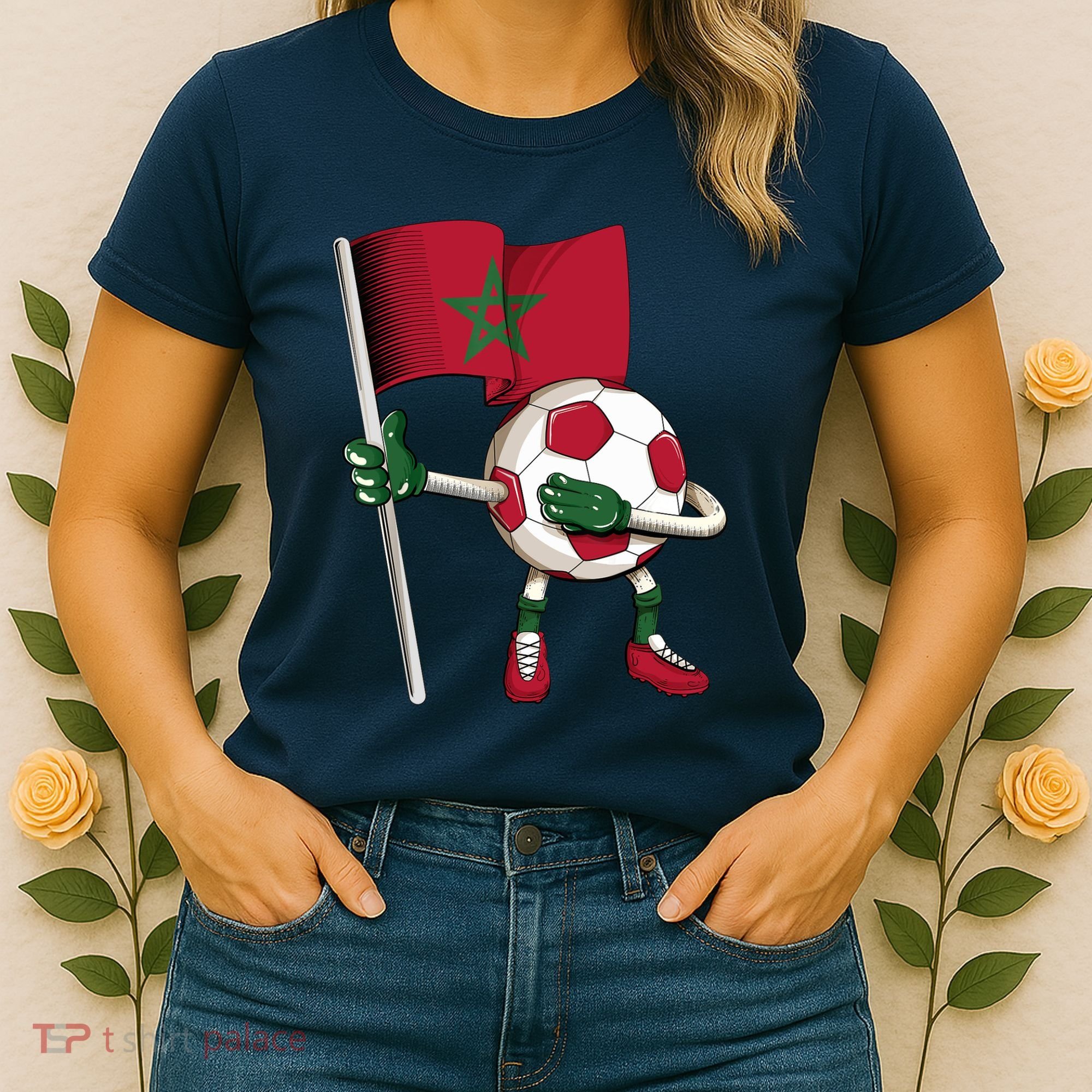 Morocco Soccer Jersey Moroccan Flag Football Dab Funny Women's T-Shirt