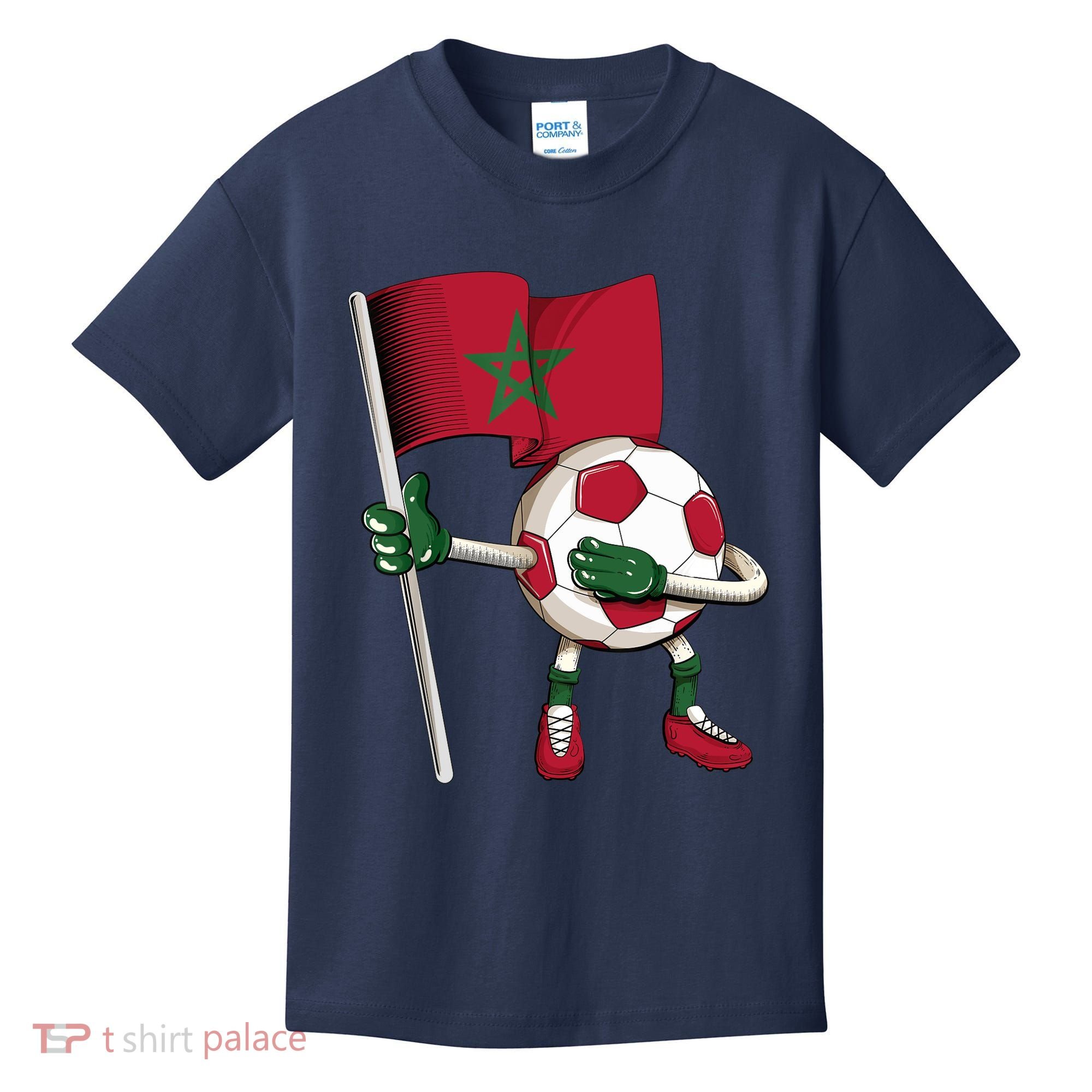 Morocco Soccer Jersey Moroccan Flag Football Dab Funny Kids T-Shirt