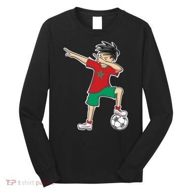 Morocco Soccer Jersey Dabbing Boy National Flag Long Sleeve Shirt