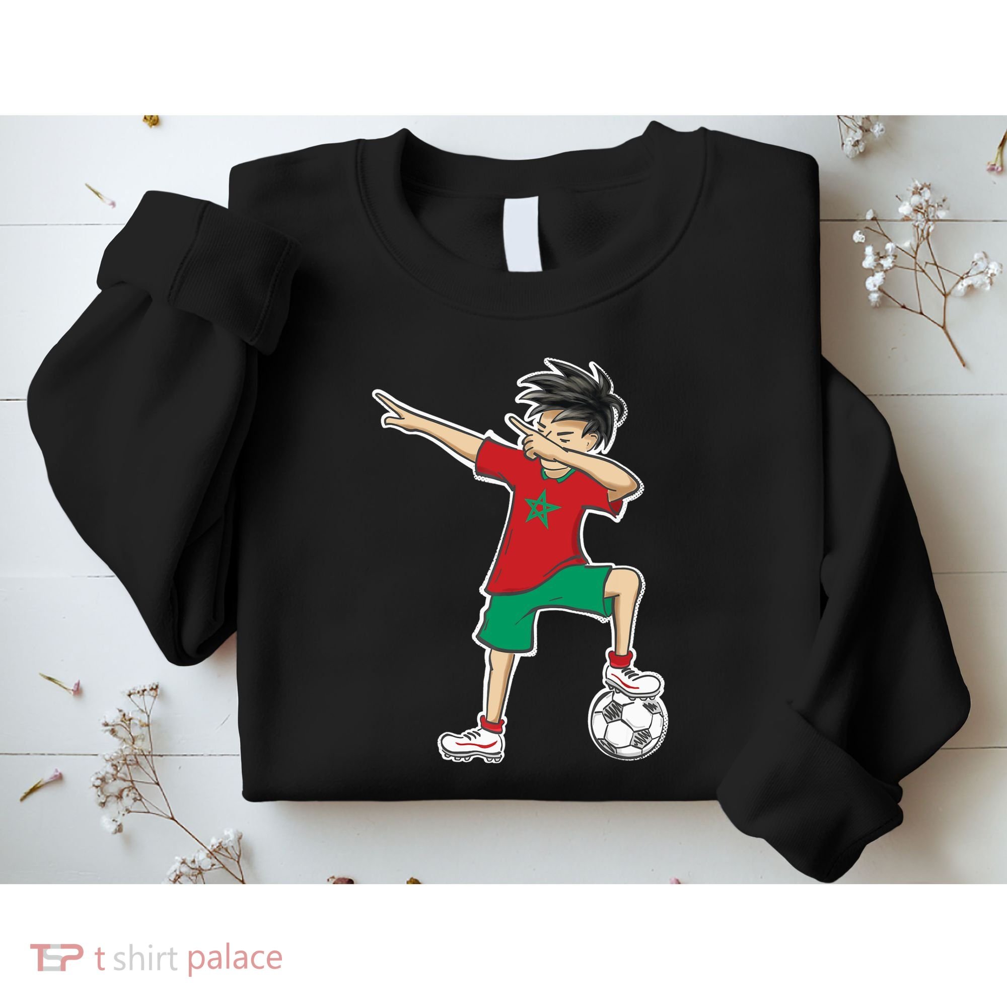 Morocco Soccer Jersey Dabbing Boy National Flag Sweatshirt