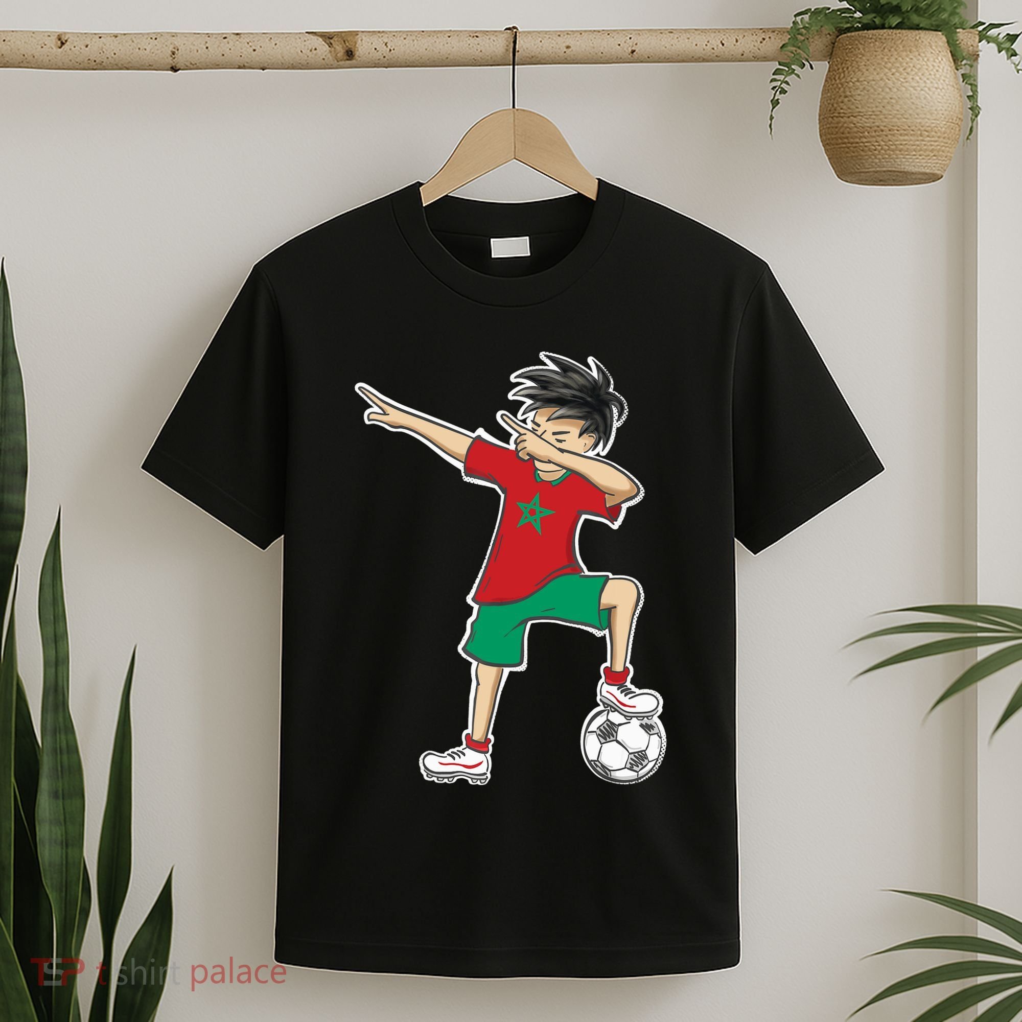 Morocco Soccer Jersey Dabbing Boy National Flag T-Shirt