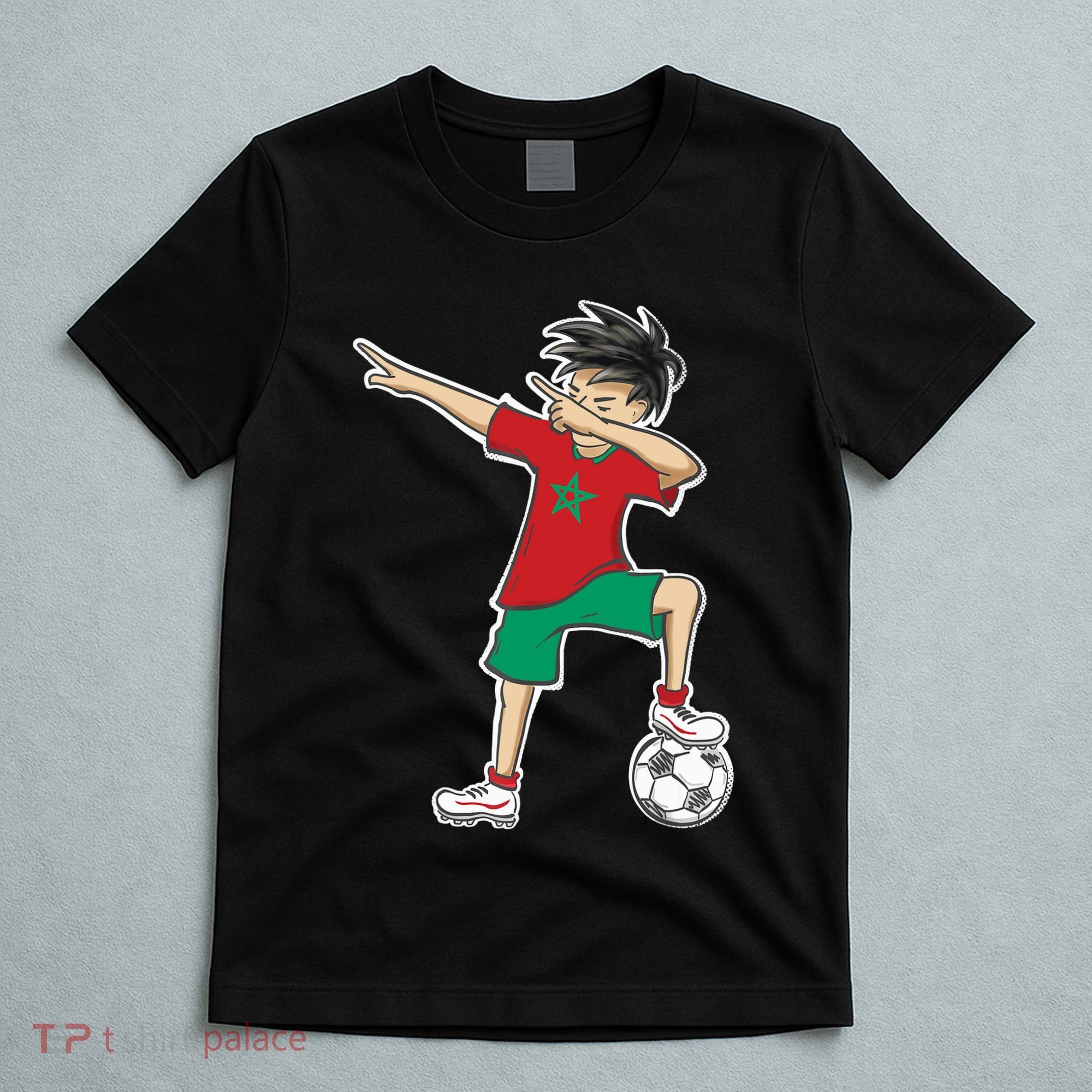 Morocco Soccer Jersey Dabbing Boy National Flag T-Shirt