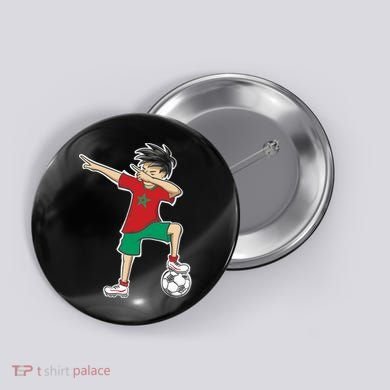 Morocco Soccer Jersey Dabbing Boy National Flag Button