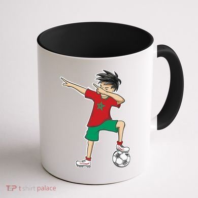 Morocco Soccer Jersey Dabbing Boy National Flag Coffee Mug back