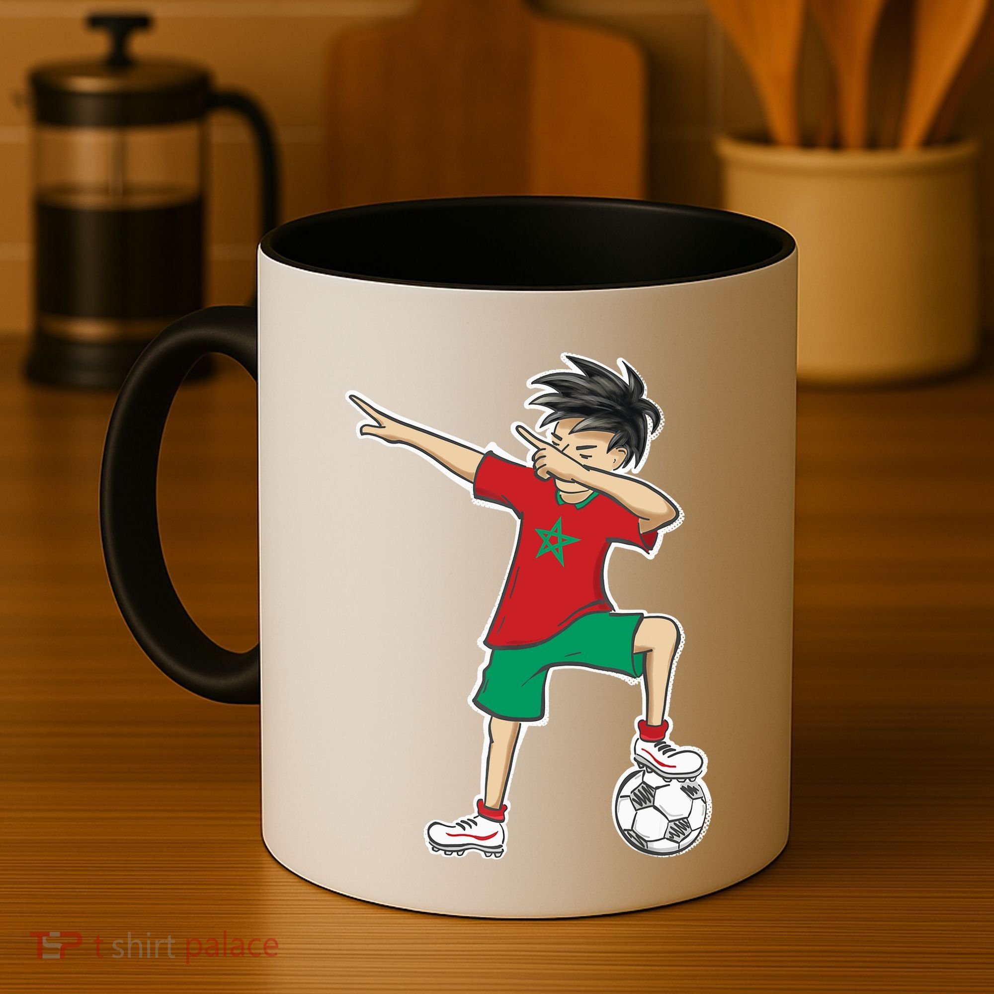 Morocco Soccer Jersey Dabbing Boy National Flag Coffee Mug