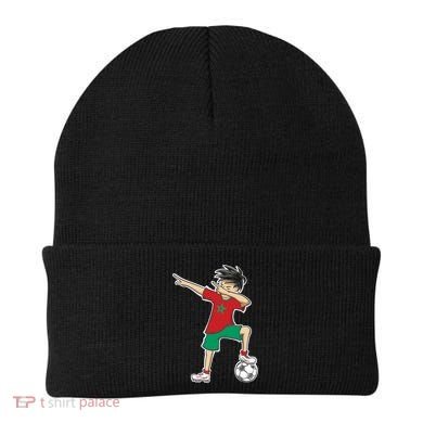 Morocco Soccer Jersey Dabbing Boy National Flag Beanie