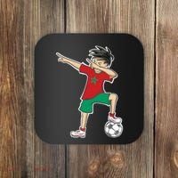 Morocco Soccer Jersey Dabbing Boy National Flag Coaster thumb 0