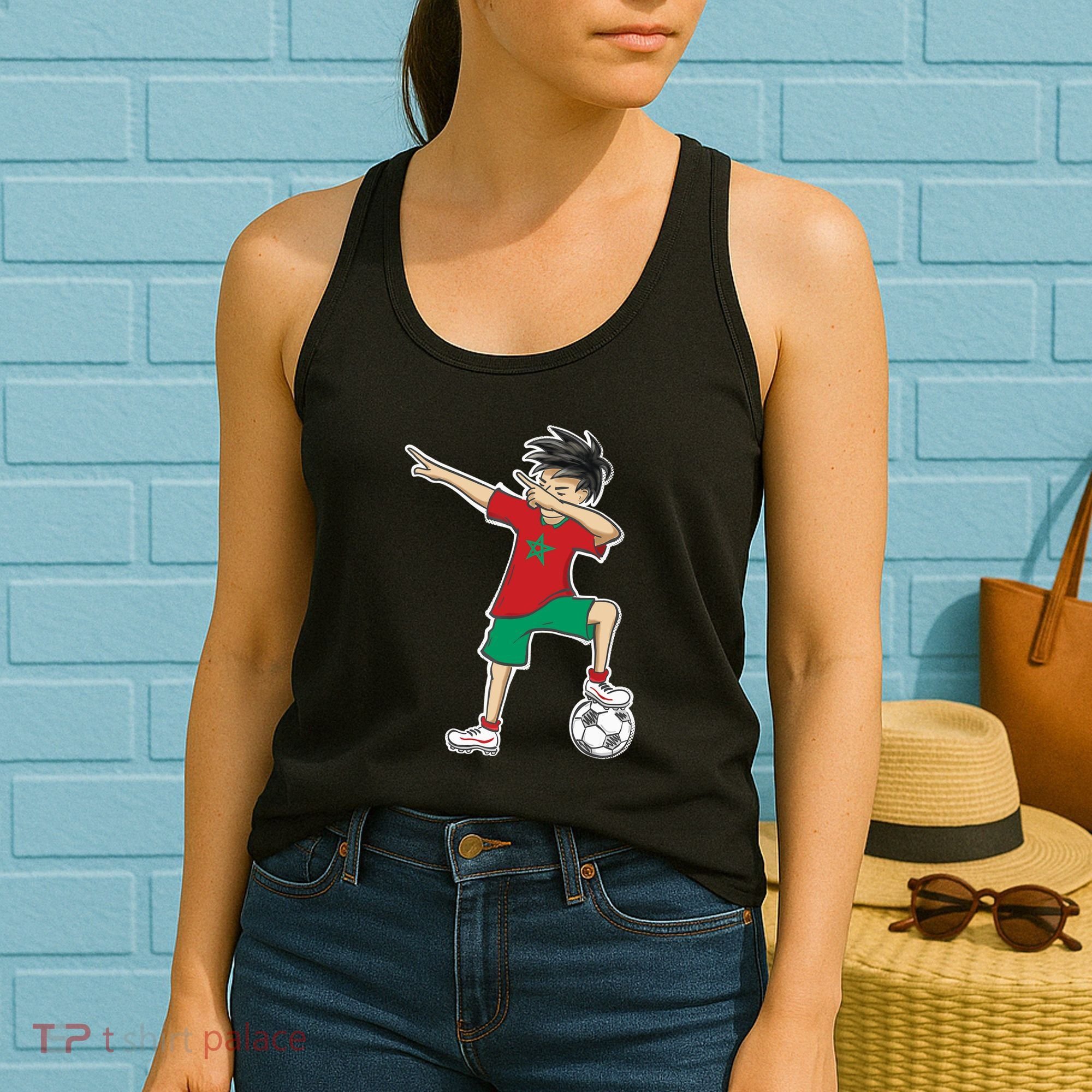 Morocco Soccer Jersey Dabbing Boy National Flag Women's Tank Top