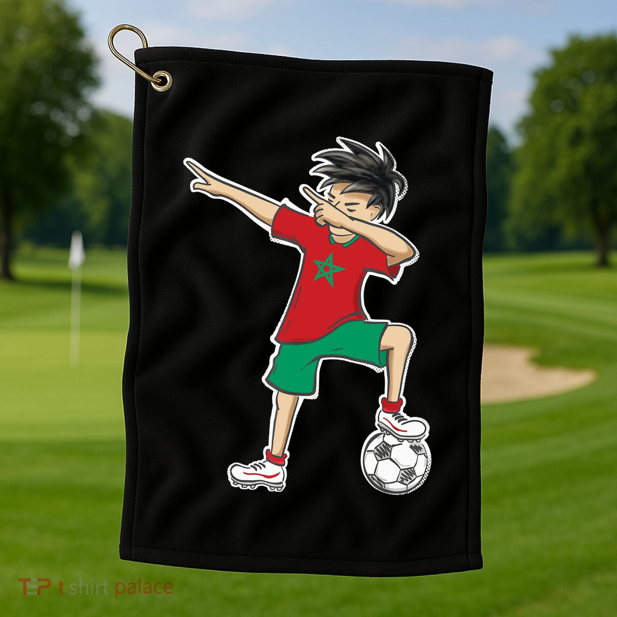 Morocco Soccer Jersey Dabbing Boy National Flag Golf Towel