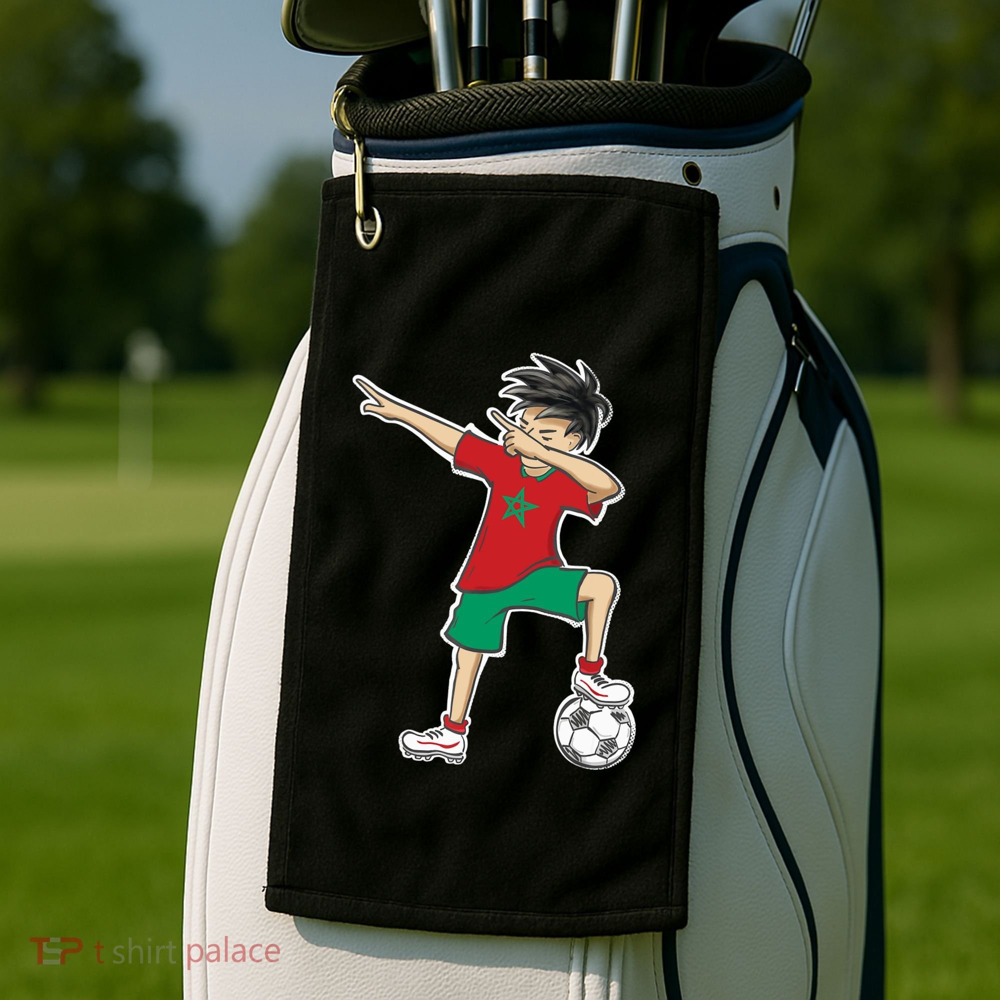 Morocco Soccer Jersey Dabbing Boy National Flag Golf Towel