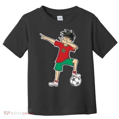 Morocco Soccer Jersey Dabbing Boy National Flag Toddler T-Shirt